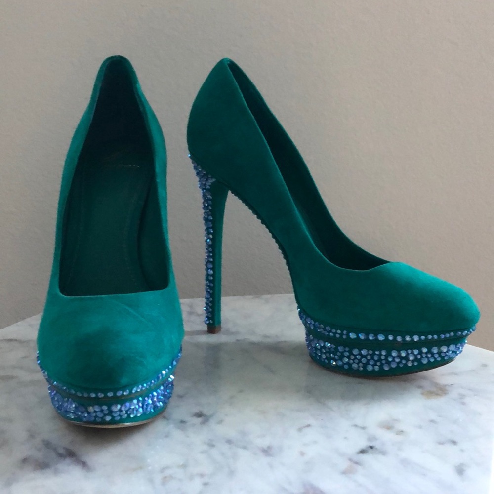 Size 9 Brian Atwood crystal studded pumps